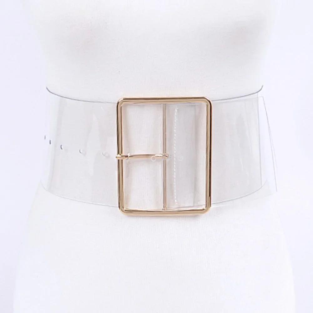 BNWT Plus Size Skinny Square Buckle Cleared Transparent Fashion Belt